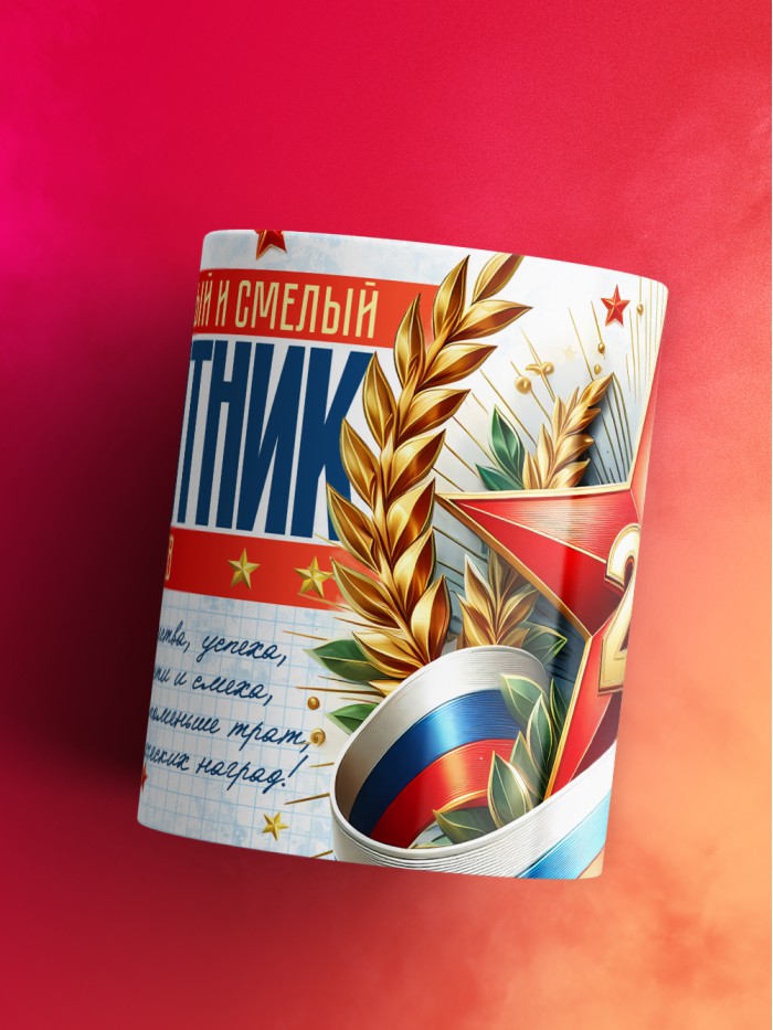 Кружка на 23 февраля Лев  Саки