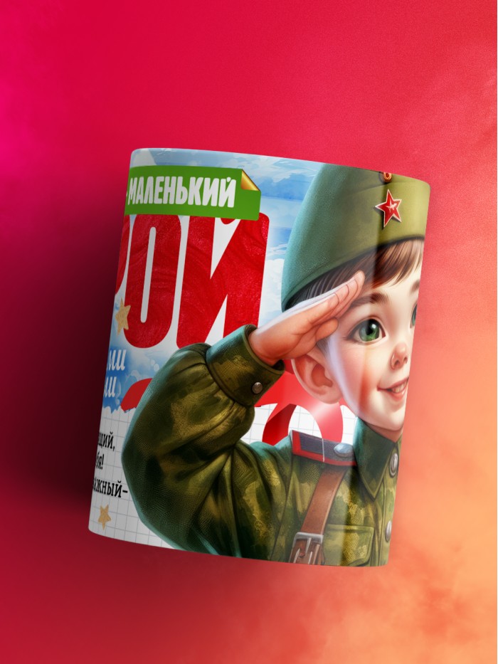 Детская кружка на 23 февраля Коленька  маленький герой  Саки