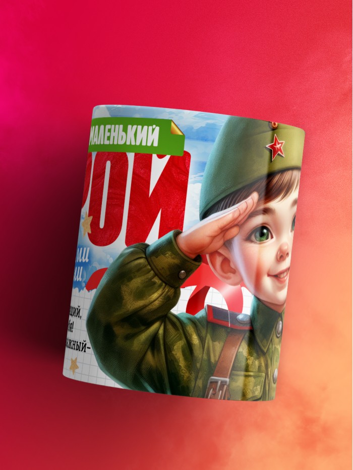 Детская кружка на 23 февраля Олежка  маленький герой  Саки